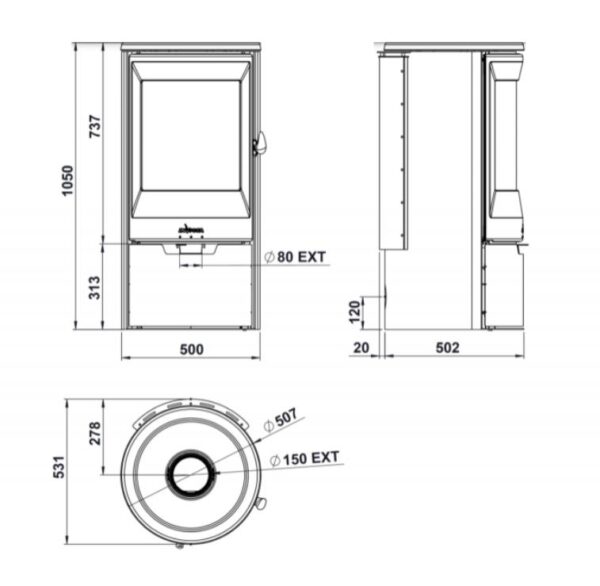 Estufa de leña de acero NEOSEN 6 KW Conectables - Imagen 4